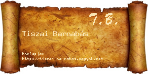 Tiszai Barnabás névjegykártya